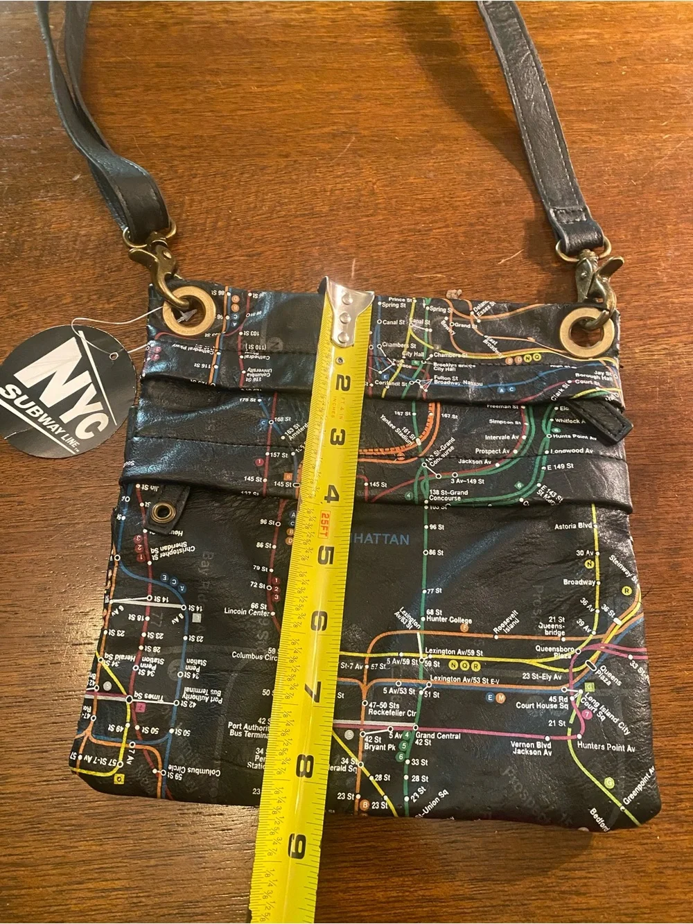 New York City NYC Subway Line Manhattan Map Crossbody shoulder women Black Bag